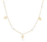 Tamaris Pearl Flower Necklace - gold - Halskette mit Zirkoniasteinen und Blütenanhängern aus Edelstahl