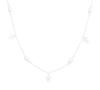 Tamaris Pearl Flower Necklace - silber - Halskette mit Zirkoniasteinen und Blütenanhängern aus Edelstahl
