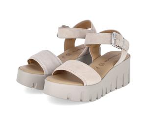 Tamaris Plateausandalen - Gr. 42 - Taupe - Rauleder