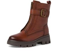 Tamaris COMFORT Damen Stiefeletten ohne Absatz aus Leder mit Reißverschluss Comfort Fit, Braun (Cognac), 38 EU