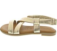 Riemchensandale TAMARIS, Damen, Gr. 38, gold (goldfarben), Leder, klassisch, Schuhe, Sommerschuh, Sandalette mit Klettverschluss am Riemchen (19687737-38) goldfarben