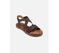 Riemchensandale TAMARIS, Damen, Gr. 36, mokka, Lederimitat, Textil, bestickt, Basic, Schuhe Riemchensandale, Sommerschuh, Sandalette mit bestickter Sohle (96041323-36) mokka