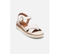 Tamaris Damen-Sandalette Weißes Leder mit Keilabsatz Größe 39