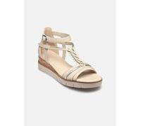 Keilsandalette TAMARIS, Damen, Gr. 39, beige (creme kombiniert), Leder, Lederimitat, modisch, Schuhe, Riemchensandale, Sommerschuh mit Flechtriemchen (61824929-39) creme kombiniert