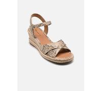 Keilsandalette TAMARIS, Damen, Gr. 41, beige snake, Textil, Schlangenoptik, Veloursleder, Schuhe, Riemchensandale, Sommerschuh mit modischer Kreuzbandage (96680663-41) beige snake