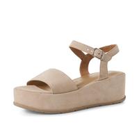 Tamaris Damen Plateau-Sandalette Leder Keilabsatz Beige Größe 41