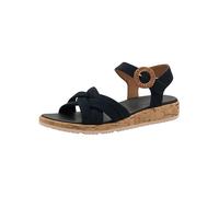 Sandalette TAMARIS, Damen, Gr. 42, blau (navy), Ziegenveloursleder, unifarben, modisch, Schuhe, Plateau, Sommerschuh, Riemchensandale mit hübscher Zierschnalle (21655022-42) navy