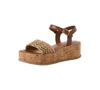 Sandalette TAMARIS, Damen, Gr. 41, braun (braun kombiniert), Kalbsleder, modisch, Schuhe, Sommerschuh, Sandale, Plateauabsatz mit komfortabler Innensohle (58245869-41) braun kombiniert