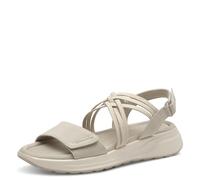 Keilsandalette TAMARIS, Damen, Gr. 39, grau, Lederimitat, Textil, casual, Schuhe, Plateau, Bequemschuh, Sandale mit elastischen, überkreuzten Riemchen (72755416-39) grau