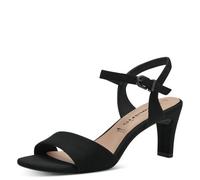 Sandalette TAMARIS, Damen, Gr. 42, schwarz, Textil, Veloursleder, Schuhe Sandalette, Trichterabsatz, Abendschuh mit verstellbarem Fesselriemchen (59031916-42)