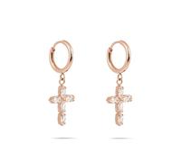 Tamaris Schmuck für Damen aus Edelstahl - Creolen mit funkelndem Kreuz im modernen Look - kombinierbarer und moderner Geschenkartikel