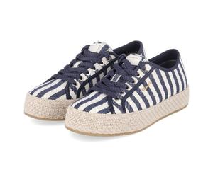 Tamaris Schnür-Espadrilles Blau - Gr. 37 - Textil und Synthetik