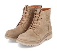 Tamaris Schnürboots Nubukleder Camel mit Logo-Emblem Blockabsatz Damen Gr. 40