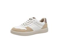 Plateausneaker TAMARIS, Damen, Gr. 36, beige (beige, kombiniert), Leder, Lederimitat, Schuhe Plateausneaker, Freizeitschuh, Halbschuh, Schnürschuh mit Kontrastbesätzen (78078336-36)