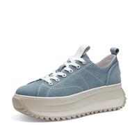 Plateausneaker TAMARIS "Milena", Damen, Gr. 39, blau (jeansfarben), Textil, Synthetik, sportlich, Schuhe, Freizeitschuh, Halbschuh, Schnürschuh mit Touch-It Ausstattung (55823154-39) jeansfarben