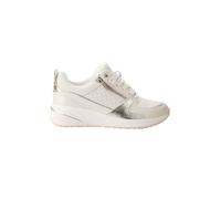 Tamaris Damen-Sneaker mit weißer und goldener Plateausohle, Reißverschluss und Schnürung EU40