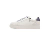 Plateausneaker TAMARIS, Damen, Gr. 37, weiß, lila kombiniert, Lederimitat, Glitzer, kontrastfarbene Details, Schuhe Plateausneaker, Schnürschuh, Halbschuh, Freizeitschuh in veganer Verarbeitung (60640