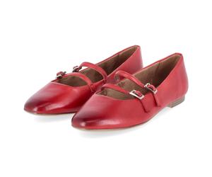 Tamaris Spangenballerinas - Gr. 42 - Rot - Glattleder