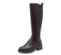 Stiefel TAMARIS, Damen, Gr. 36, Synthetik Textil, braun (mokka), Lederimitat, unifarben, Schuhe Stiefel, Blockabsatz, Langschaftstiefel mit dekorativer Logoprägung (42540215-36) mokka