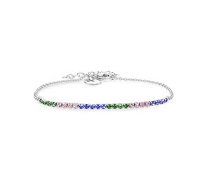 Tamaris Tennis-Armband für Damen aus Edelstahl mit Zirkoniasteinen, Frauen Armschmuck größenverstellbar und wasserfest