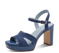 High-Heel-Sandalette TAMARIS, Damen, Gr. 38, blau, Ziegenveloursleder, aufgeraut, unifarben, Schuhe, Blockabsatz, Sommerschuh, Abendschuh, mit ANTIshokk-Absatz (14305827-38) blau