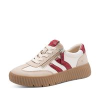 TAMARIS Comfort Damen Low Sneaker, BEIGE/RED, 41 EU
