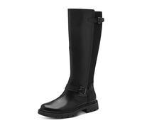 TAMARIS COMFORT Damen Hohe Stiefel ohne Absatz mit Reißverschluss mit Schnallen, Schwarz (Black), 36 EU