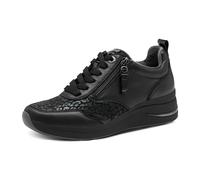 Tamaris Comfort Damen Sneaker flach mit Schnürsenkeln mit Reißverschluss, Schwarz (Black Nappa), 40 EU
