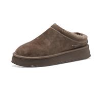 Hausschuh TAMARIS, Damen, Gr. 39, grau (taupe), Veloursleder, unifarben, casual, Schuhe, Clogs, Bequemschuh mit Fellimitat-Kragen (14454067-39) taupe