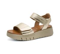 Tamaris Comfort Damen Sandalen flach aus Leder Plateau, Gold (Lt Gold), 36 EU