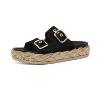 Pantolette TAMARIS, Damen, Gr. 38, schwarz, Ziegenveloursleder, unifarben, modisch, Schuhe, Plateaus, Sommerschuh, Strandschuh mit vorgeformtem Fußbett (25652935-38) schwarz