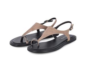 Tamaris Zehentrenner-Sandalen - Gr. 41 - Braun - Rauleder