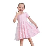 Tancefair Mädchenkleid Kurzarm Herzmuster Sommerkleid A-Linie High-Low Kleid Kinder Abendkleid Festlich Hochzeit Partykleid Midikleid Geburtstagsfeier Hochzeit Brautjungfer Kinderkleid 2-13 Jahre