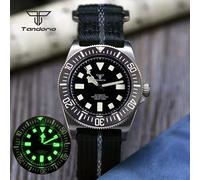 Tandorio Titan 42 mm mechanische Tauchuhr für Herren, automatisches NH35/PT5000-Uhrwerk, Saphirglas, 20 bar, wasserdichte Armbanduhr, Lume NH35 movement green black-logo