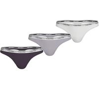 Tanga "3 PACK THONG (LOW-RISE)", Damen, Gr. L (40), 3 Stk., blau (nightshade, lila sugar, weiß), Jersey, Obermaterial: 90% Baumwolle, 10% Elasthan, CALVIN KLEIN UNDERWEAR, körpernah, Unterhosen Tanga,