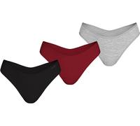 Tanga "3 PACK THONG (LOW-RISE)", Damen, Gr. XL (42/44), 3 Stk., schwarz (schwarz, juneberry, grau heather), Jersey, Obermaterial: 95% Baumwolle, 5% Elasthan, CALVIN KLEIN UNDERWEAR, körpernah, Unterho