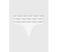Tanga "3 PACK THONG (LOW-RISE)", Damen, Gr. XXL (46), 3 Stk., weiß (weiß, weiß, weiß), Jersey, Obermaterial: 90% Baumwolle, 10% Elasthan, CALVIN KLEIN UNDERWEAR, unifarben, körpernah, Unterhosen Tanga