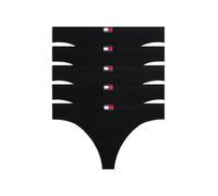 Tanga "5 PACK FLAG THONG", Damen, Gr. M (38), 5 Stk., schwarz (schwarz, schwarz, schwarz, schwarz, schwarz), Jersey, Obermaterial: 95% Baumwolle, 5% Elasthan, TOMMY HILFIGER UNDERWEAR, körpernah, Unte