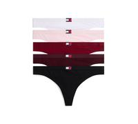 Tanga "5 PACK FLAG THONG", Damen, Gr. S (36), 5 Stk., rouge, pink, weiß, burg, schwarz, Jersey, Obermaterial: 95% Baumwolle, 5% Elasthan, TOMMY HILFIGER UNDERWEAR, körpernah, Unterhosen Tanga, mit Log