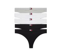 Tanga "5 PACK FLAG THONG", Damen, Gr. XS (34), 5 Stk., schwarz-weiß (grau, weiß, weiß, schwarz, schwarz), Jersey, Obermaterial: 95% Baumwolle, 5% Elasthan, TOMMY HILFIGER UNDERWEAR, körpernah, Unterho
