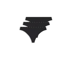 Tanga BOSS "3P MICRO THONG", Damen, Gr. L, schwarz (schwarz 001), Webqualität, Obermaterial: 80% Polyamid, 20% Elasthan, körpernah, Unterhosen Tanga (79102113-L) schwarz 001