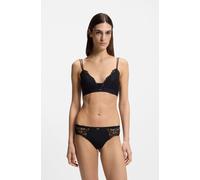 BOSS String mit mittlerer Bundhöhe, Spitze und plissiertem Mesh - Style THONG_BLOSSOM, 50556195 Schwarz S