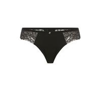 Tanga BOSS "BLOSSOM", Damen, Gr. XS, schwarz 001, Unterhosen Tanga, aus Spitze mit plissiertem Mesh und goldenem Anhänger (35821241-XS)