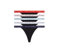 Tanga, Damen, Gr. L (40), 5 Stk., schwarz, Webqualität, Obermaterial: 95% Baumwolle, 5% Elasthan, TOMMY HILFIGER UNDERWEAR, unifarben, körpernah, Unterhosen Tanga, Körpernahe Passform mit elastischem