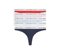 Tanga, Damen, Gr. XS (34), 5 Stk., blau, weiß, blau, rosa, rot, Single Jersey, Obermaterial: 95% Baumwolle, 5% Elasthan, TOMMY HILFIGER UNDERWEAR, unifarben, körpernah, Unterhosen Tanga, körpernahe Pa