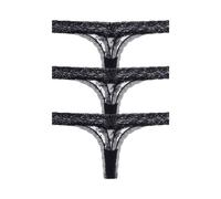 Tanga DORINA "Lana Essential Lace", Damen, Gr. XL, schwarz, schwarz, schwarz, Obermaterial: 90% Polyamid, 10% Elasthan, eng, Unterhosen Tanga, leicht transparent, mit Spitze, bequem, weich (27933463-X