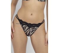 Tanga DORINA "Origins Print", Damen, Gr. XXL, schwarz (animal, print), Spitze, Obermaterial: 74% Polyamid, 26% Elasthan, bedruckt, körpernah, Unterhosen Tanga, Spitze, Animal-Muster, elastisch (375124