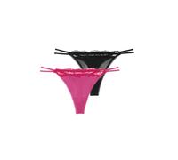 Tanga DORINA "ORIGINS-SHINY MICRO", Damen, Gr. S, pink, schwarz, Spitze, Obermaterial: 74% Polyamid, 26% Elasthan, eng, Unterhosen Tanga, mit Spitze, mit Logo, glänzend, bequem, weich, elastisch (7944