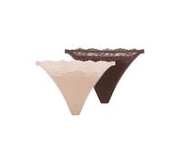 Tanga DORINA "Origins Shiny Micro", Damen, Gr. XL, braun (pink, braun), Spitze, Obermaterial: 74% Polyamid, 26% Elasthan, körpernah, Unterhosen Tanga, mit Spitzenapplikationen vorne (56688268-XL) pink