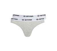 Tanga G-STAR "OBSIDIAN, 2 PACK THONGS", Damen, Gr. L, 2 Stk., grau (hellweiß, light grau marl), Jersey, Obermaterial: 95% Baumwolle, 5% Elasthan, unifarben, eng, Unterhosen Tanga, mit Logobund (628321